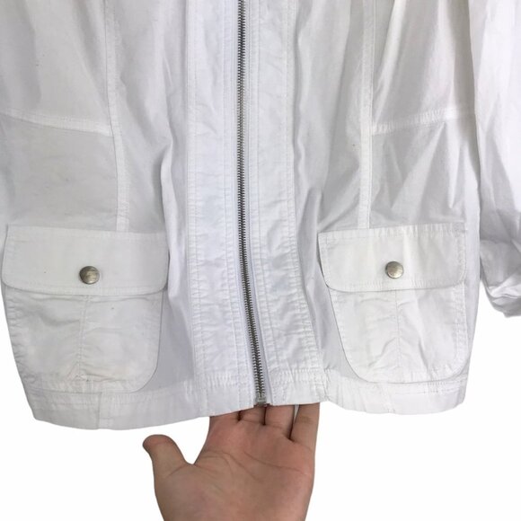 Cleo White Mock Neck Minimalist Neutral zip up Jacket women Size Small - Picture 9 of 11